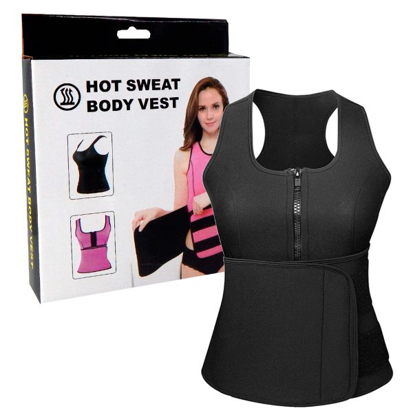 CHALECO FAJA REDUCTORA SUDADERA NEGRA - Imagen 6