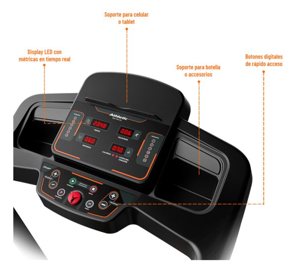 Caminador Athletic 610t Plus Motor 2hp Velocidad Hasta 16km - Imagen 4