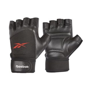 Guante de entrenamiento negro y rojo Reebok Talle L
