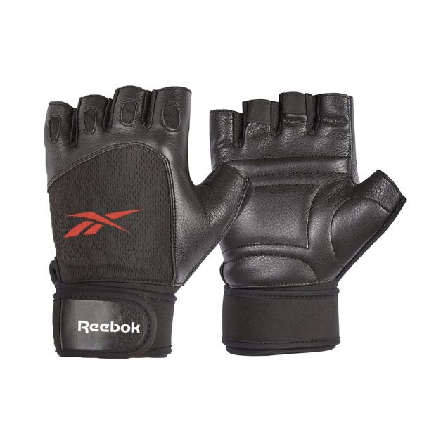 Guante de entrenamiento negro y rojo Reebok Talle L