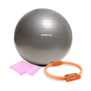 PELOTA PILATES 65CM+ ANILLO PILATES+ BANDA ELÁSTICA ATHLETIC