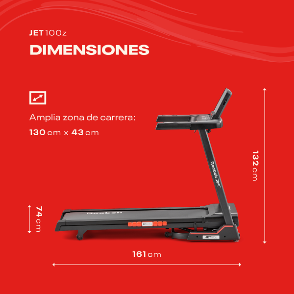 Caminador Eléctrico Plegable Reebok Jet 100z 2HP 18 Km/h - Imagen 8