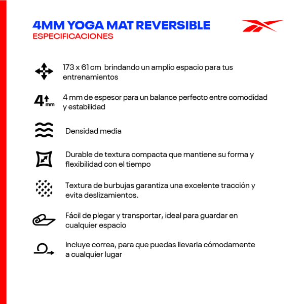 COLCHONETA YOGA MAT 4MM REVERSIBLE VERDE REEBOK - Imagen 2