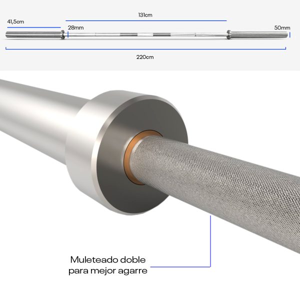 Barra olímpica de 2,2 m - 1500LB