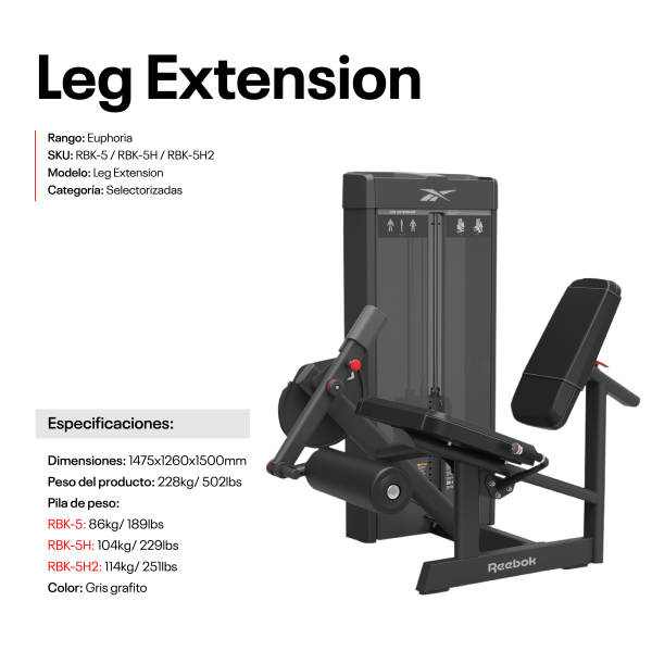 Leg Extension 114Kg/250LBS
