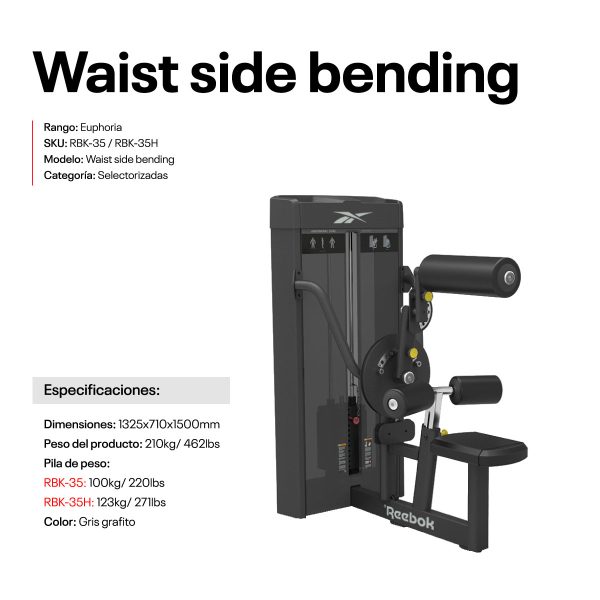Waist side bending 123Kg/270LBS